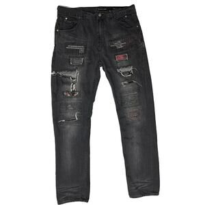 Parish Nation Black Distressed Straight Men's Jeans 36